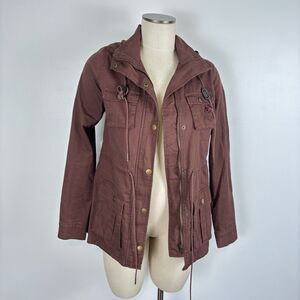 41 Hawthorne Hooded Anorak Cargo Lined Utility Jacket Womens Size Small Brown